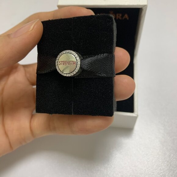 Pandora Breast Cancer Ribbon of Strength Dangle Charm Hope Bead Pendant - Picture 2 of 4